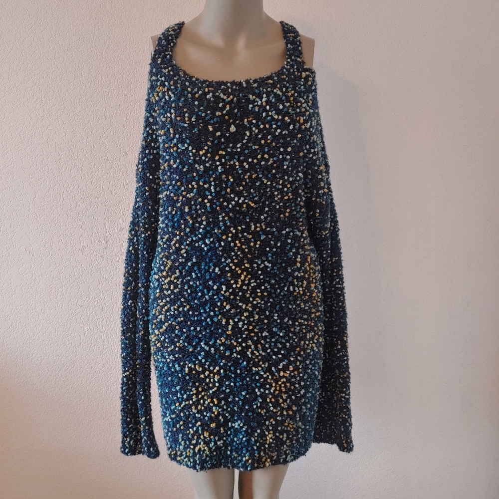 UMGEE Tunic Long Fuzzy Blue Sweater Large Top